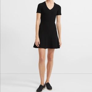 theory knit flare black dress